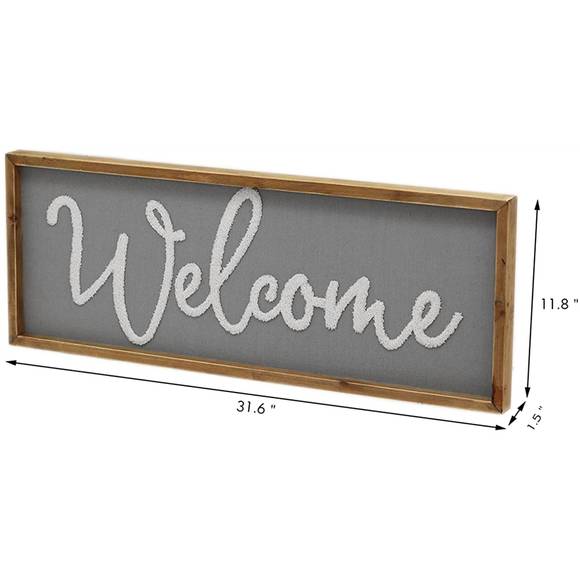 NEW PARIS LOFT welcome wood framed wall hanging sign in grey - Picture 3 of 3